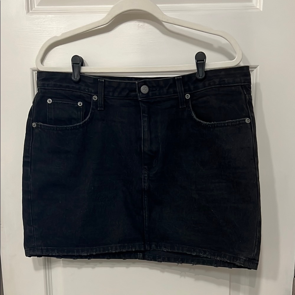 Lovers + Friends Black Denim Mini Skirt Casual